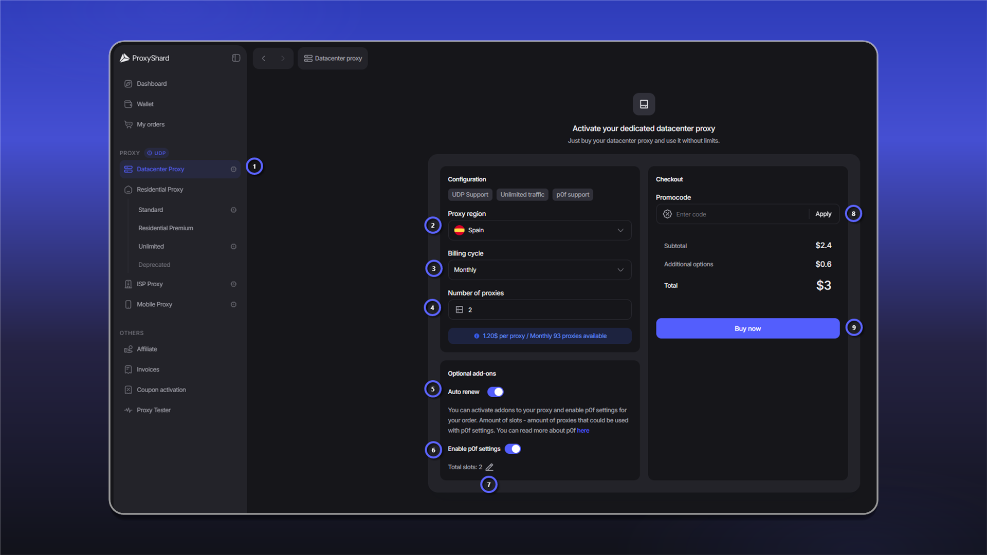 Proxy purchase form