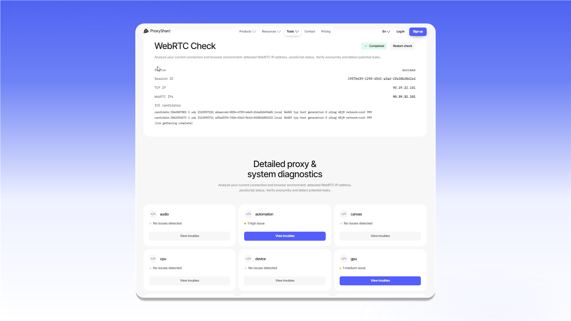 Подробная диагностика IP Checker