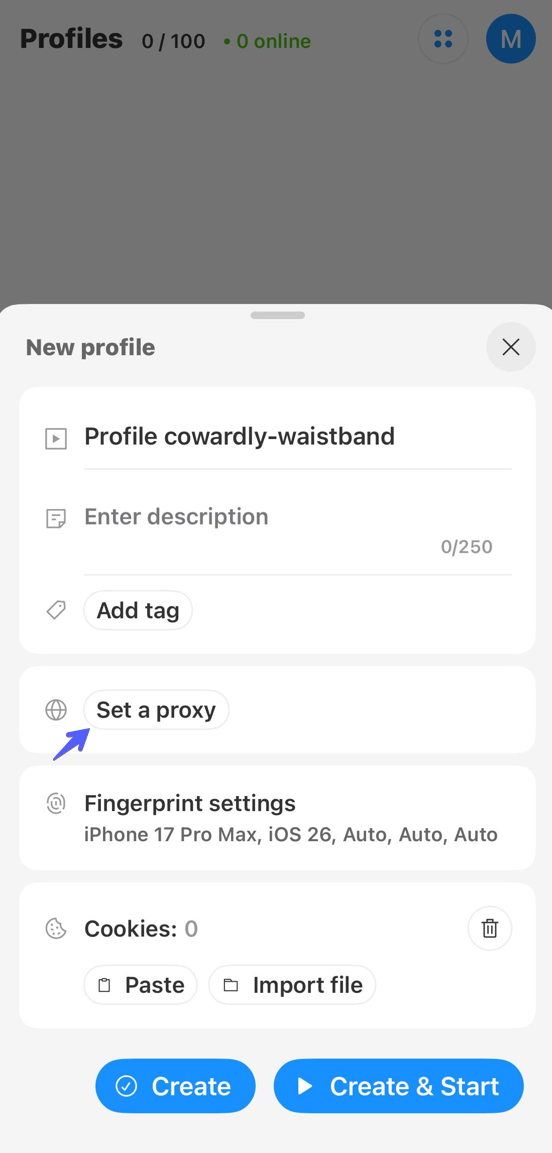 Додавання проксі до профілю Octo Browser